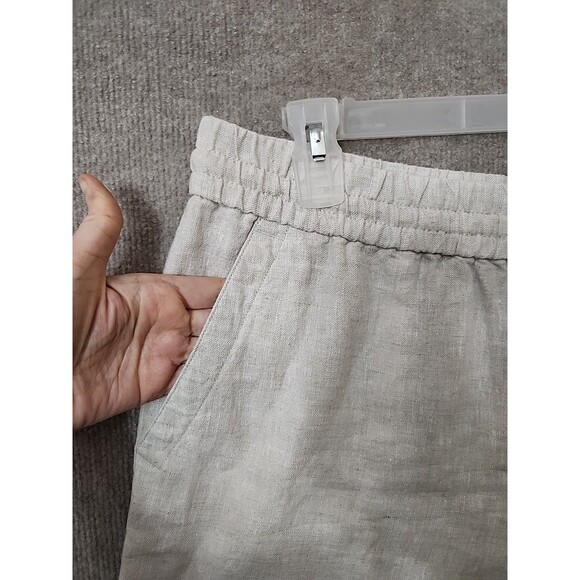 Talbots 100% Linen Shorts Womens XL Petite Natural Beige Drawstring Elastic NEW - Picture 2 of 8